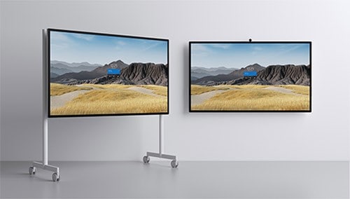 Surface Hub 85" on stand and wall mounted